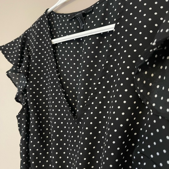 ruched polka dot babydoll blouse tee - Picture 2 of 5